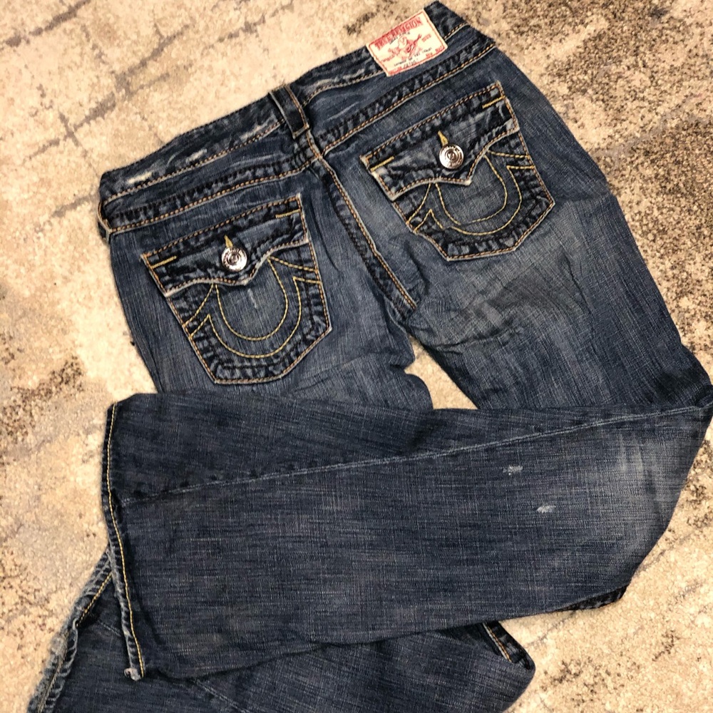 True Religion Womens Joey Super T Jean Flares 27